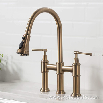 Luxe Oil Rubbed Brass Bridge Waterfall Faucet